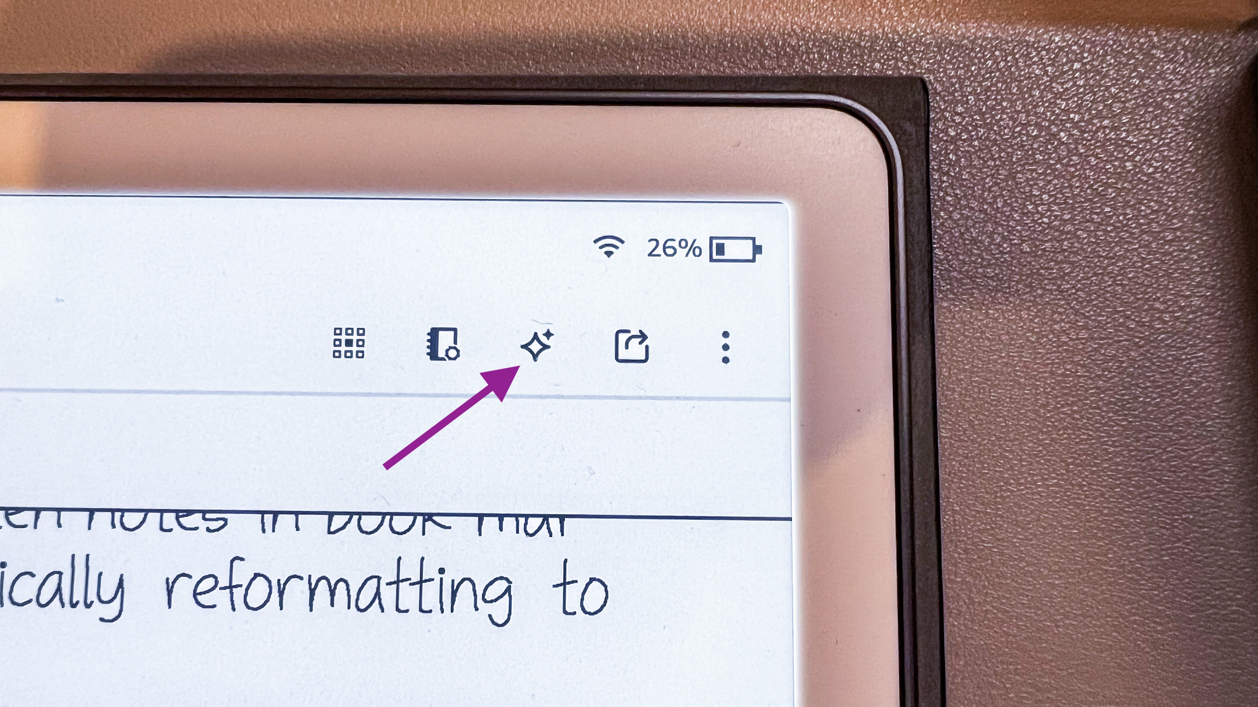 The AI icon on a notebook on the Amazon Kindle Scribe (2024)