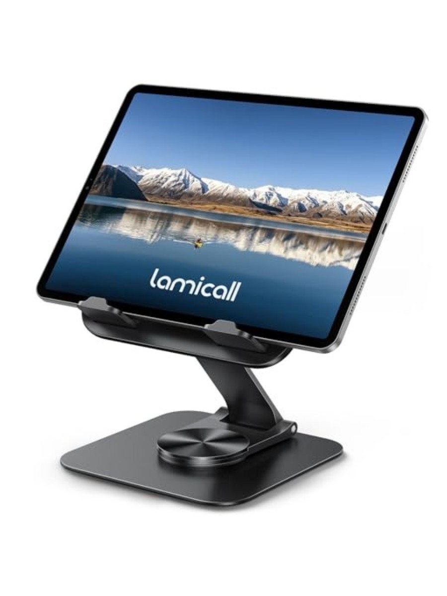 Lamicall, Lamicall Adjustable Ipad Stand for Desk - [ultra-Slim Foldable][360&amp;deg;rotation] Tablet Stand With Heavy-Duty Base, Tablet Holder for 4.7-13" Devices, 2025 Ipad Pro Air Mini, Kindle, Iphone 17 Pro Max