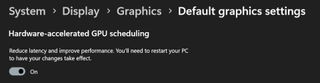 The additional graphics setting option in Windows 11