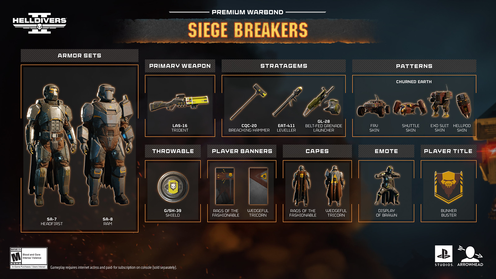 Helldivers 2 Siege Breakers Warbond gear