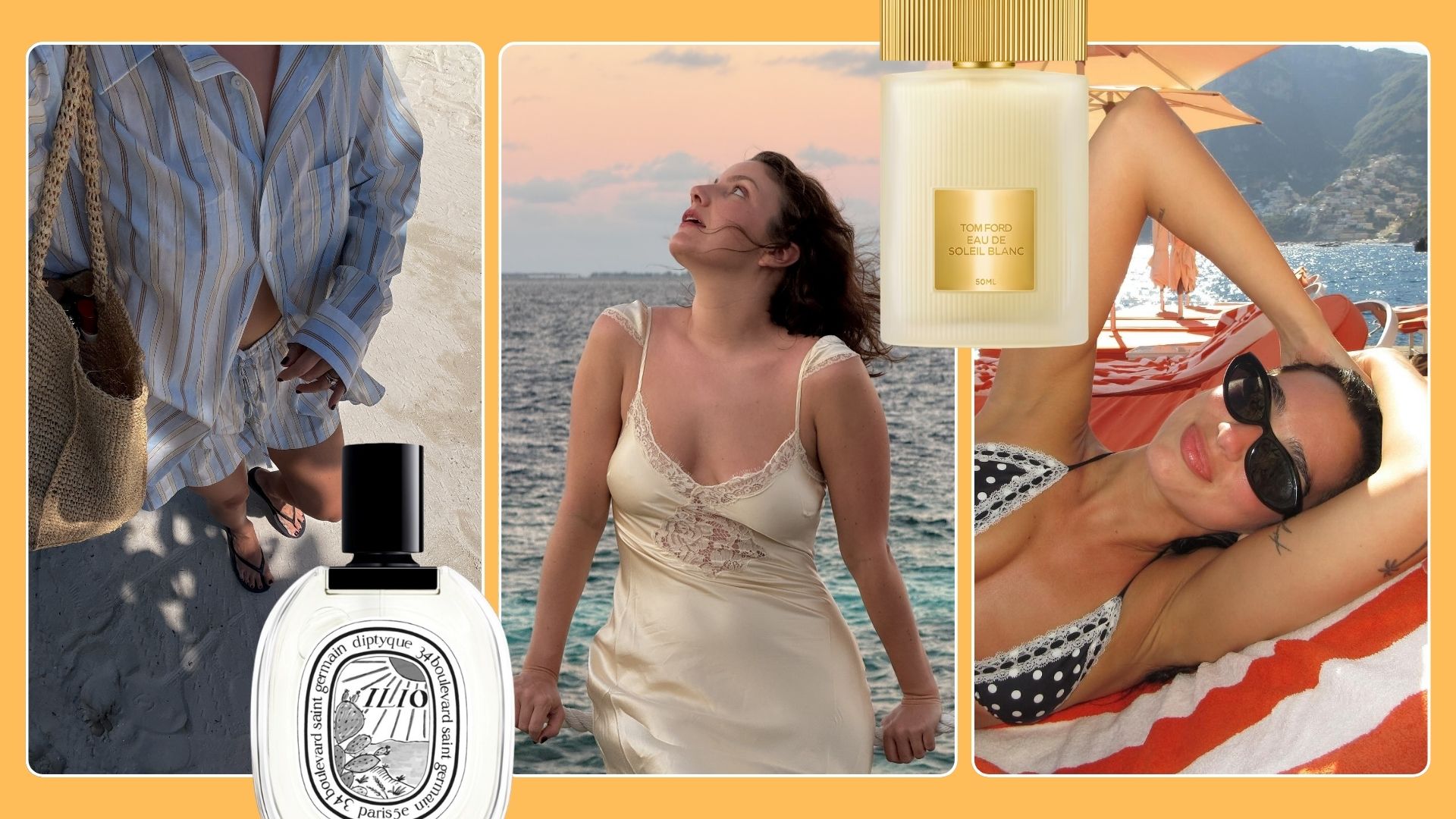 A collage of summery influencer images on holiday