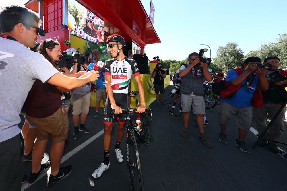 Fabio Aru (UAE Team Emirates) talks pre-stage