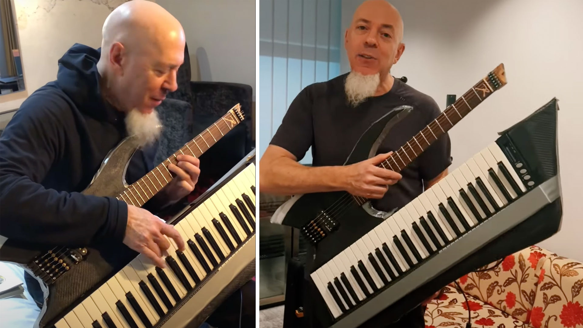 Panda Kritisch sticker This is Jordan Rudess's latest project: a custom half-guitar, half-keyboard  built by Druzkowski Guitars | Guitar World