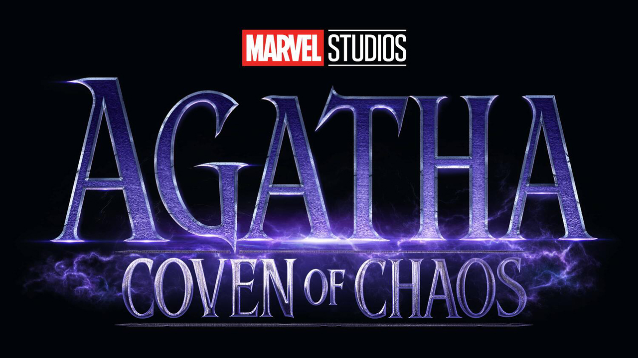 Skjermbilde av den offisielle logoen til Marvel Studios' TV-serie Agatha: Coven of Chaos.