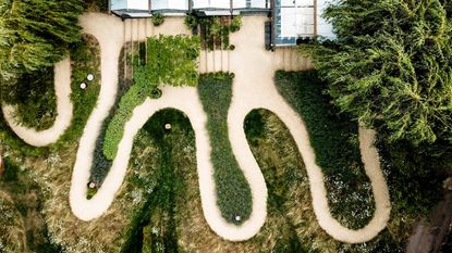 aerial view of garden path at Omved Gardens, London