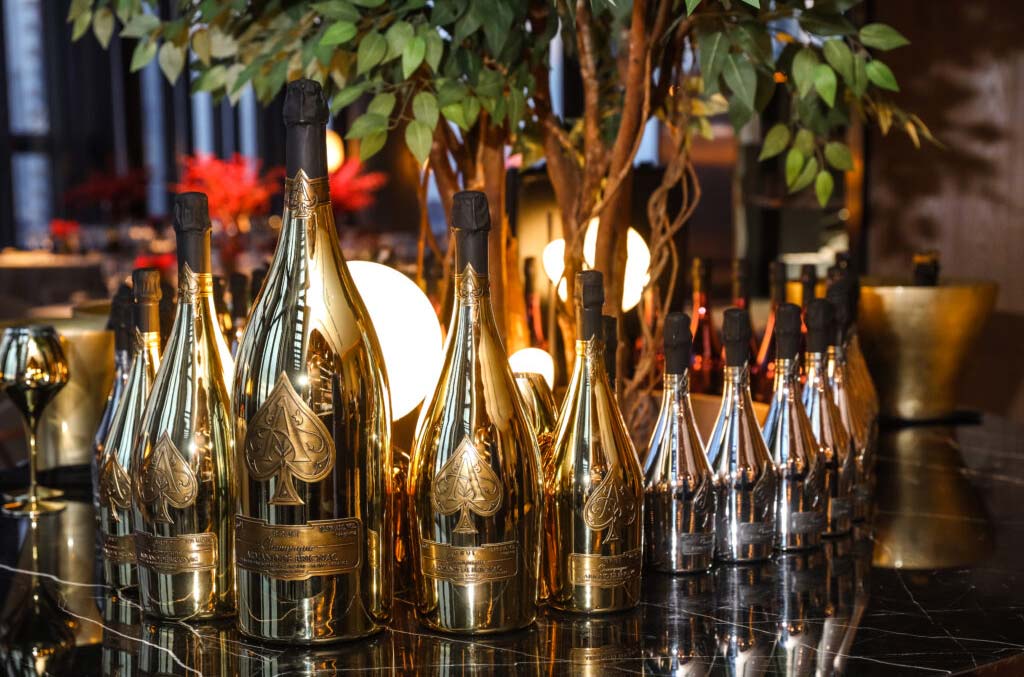 Bottles of Armand de Brignac Champagne