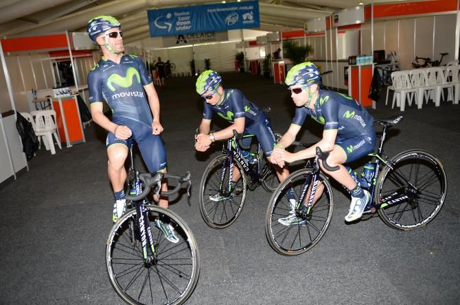 The Movistar team wait