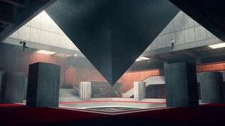 Best video game architecture; an angular, brutalist design building interior