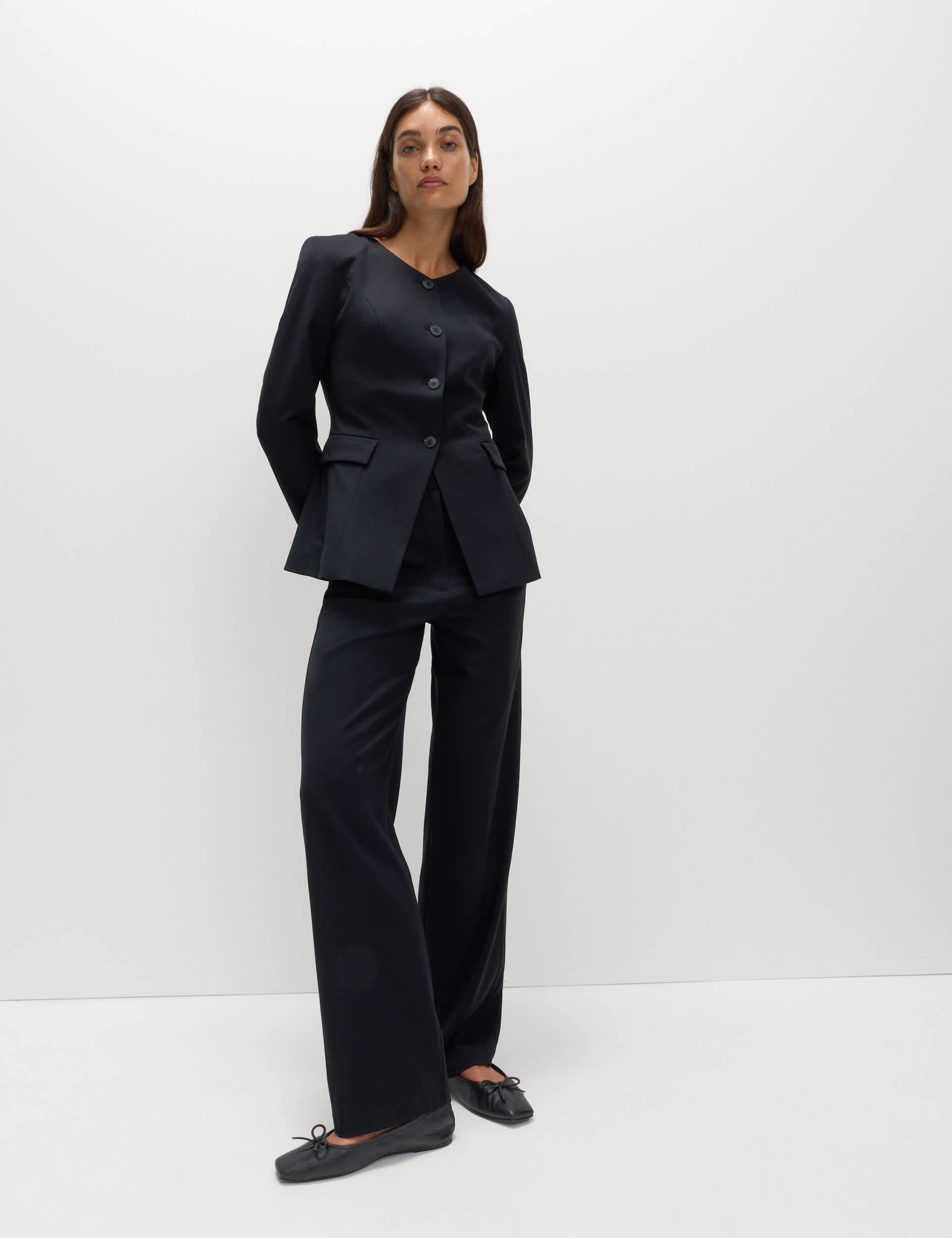 Straight Leg Trousers With Stretch