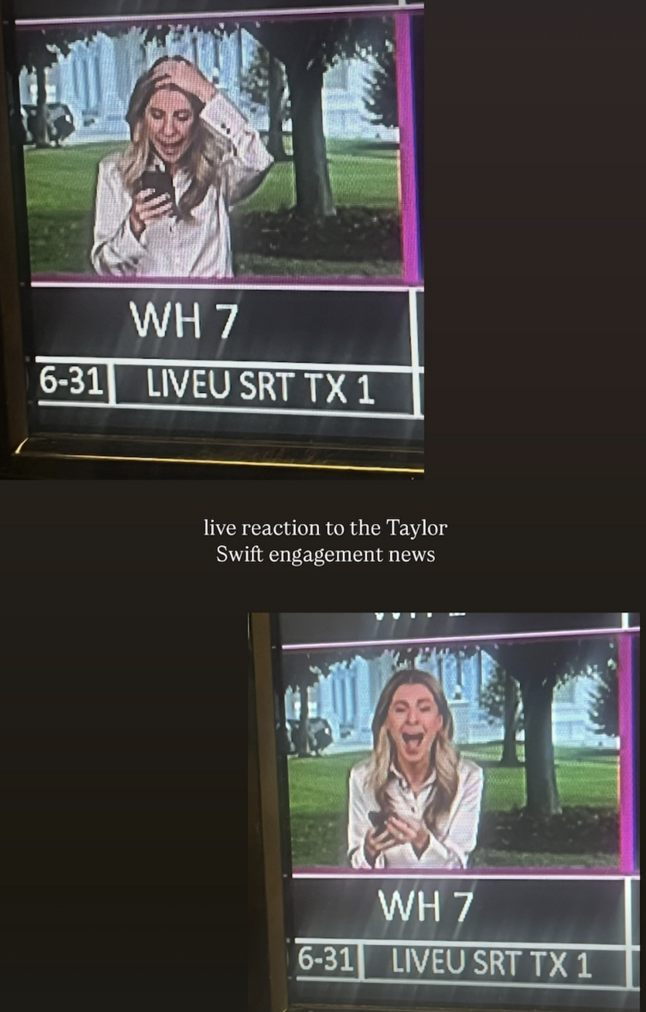 Olivia Rinaldi's Instagram story about Taylor Swift's engagement