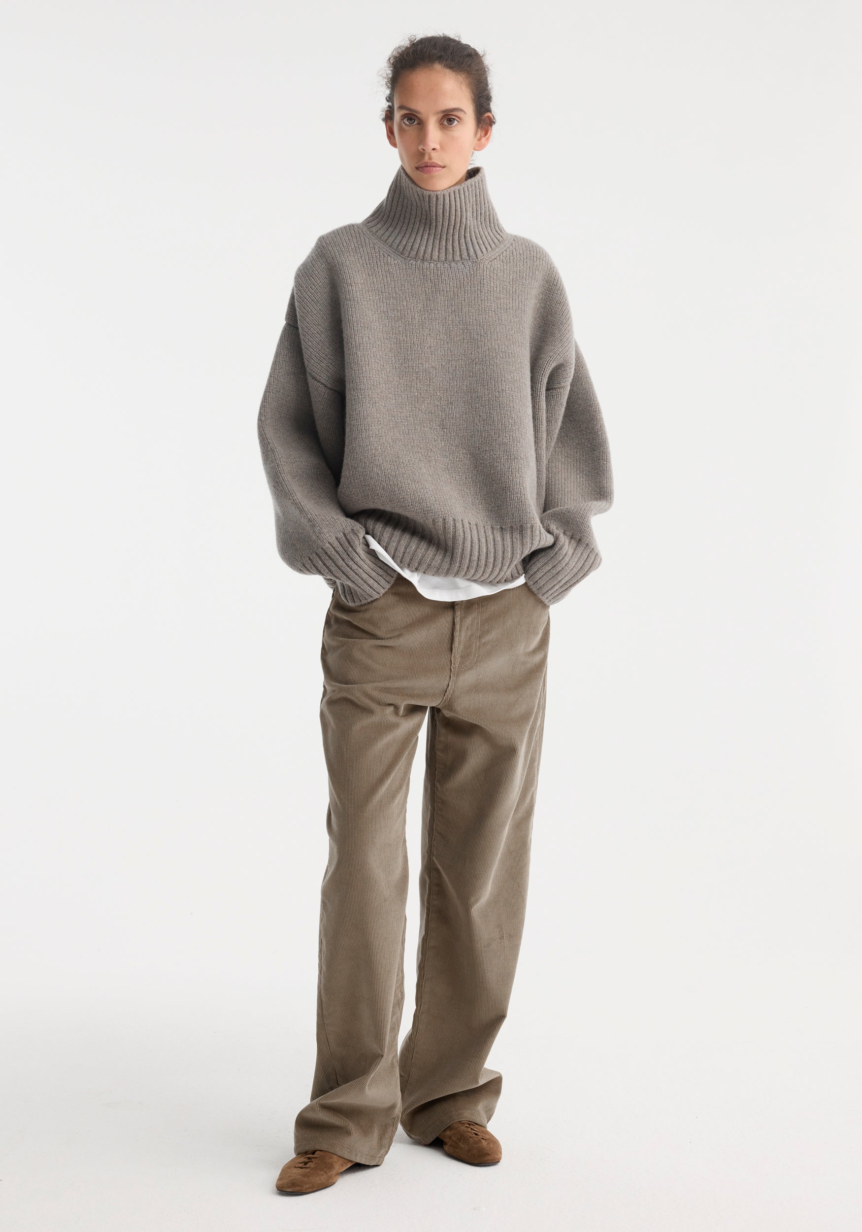 Sculptural Compact Turtleneck | Clay Melange