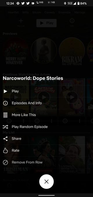 Netflix Continue Watching overflow menu