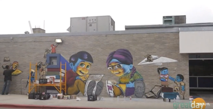 A Gulfton Story Trail Project mural,