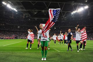 United States Women celebrating their Olympic Gold at London 2012