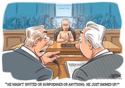 Political cartoon U.S. Trump Russia investigation special counsel Putin