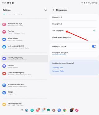 Set up Fingerprints on the Galaxy Z Fold 6