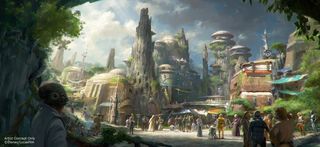 An illustration shows a proposed "Star Wars"-themed land to be built at Disney Parks.