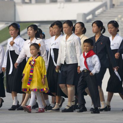 North Koreans Walking
