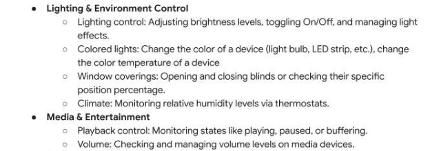 Google Home expands automation, starter, and condition support for lighting/environment controls and home entertainment.