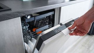 Best dishwashers 2022: image shows hand opening dishwasher