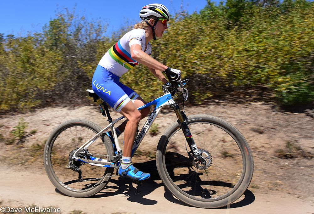 World Champion Catharine Pendrel (Luna Pro Team) riding well on lap one