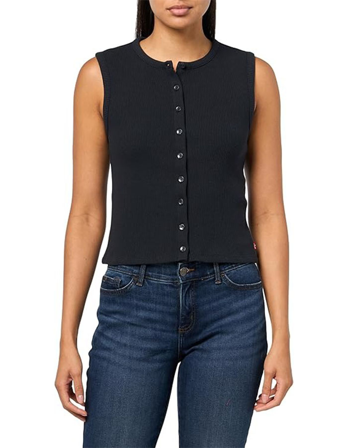 Levi's Women's Rory Sleeveless Button Up, (new) Anthracite Night, Small