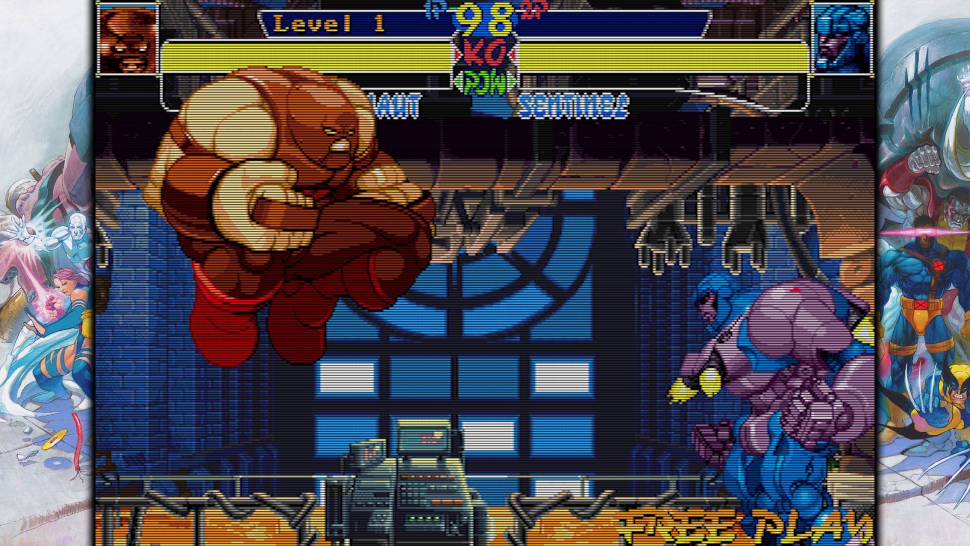Juggernaut jumps into the air to attack Sentinel