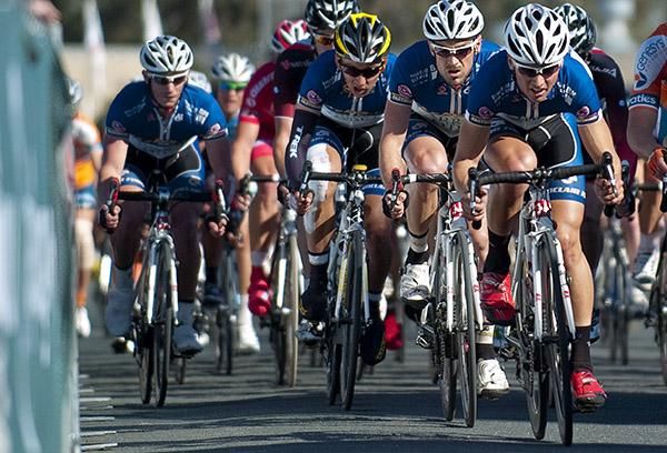 The team of Bikebug.com were prominent at the front in the concluding laps.