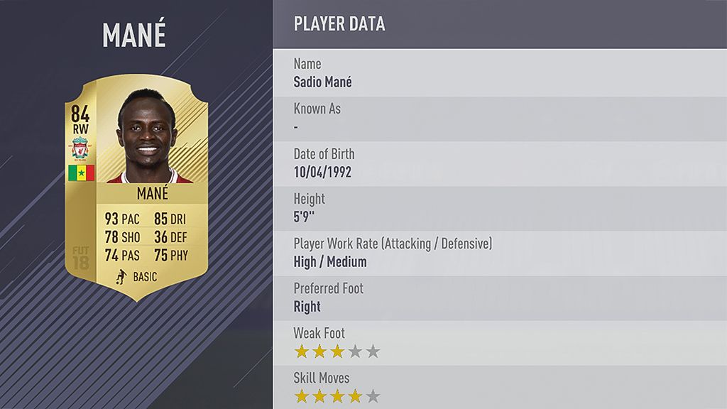 Sadio Mane FIFA 18