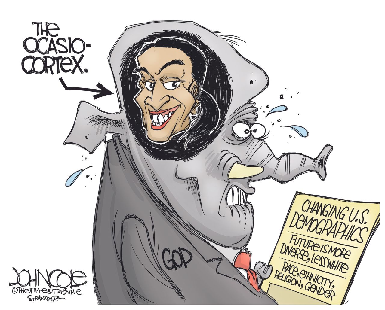 Political Cartoon U.S. AOC demographics GOP