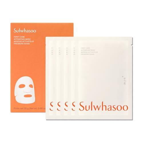 Sulwhasoo First Care Activating Sheet Mask - Korean Sheet Mask for Dry Skin, Skin Barrier Strengthening, Visibly Plumps &amp;amp; Hydrates, Reduces Visible Fine Line &amp;amp; Wrinkles, Vitamin C