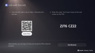 The Discord and PSN linking screen on PS5.