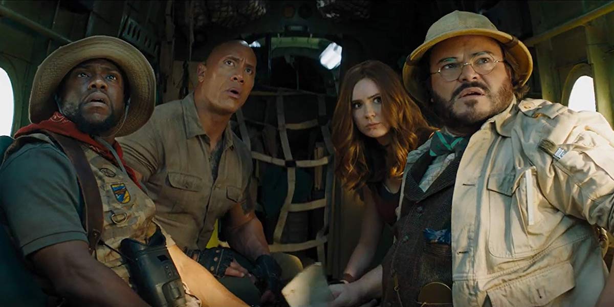 Kevin Hart, Dwayne Johnson, Karen Gillan and Jack Black in Jumanji: The Next Level