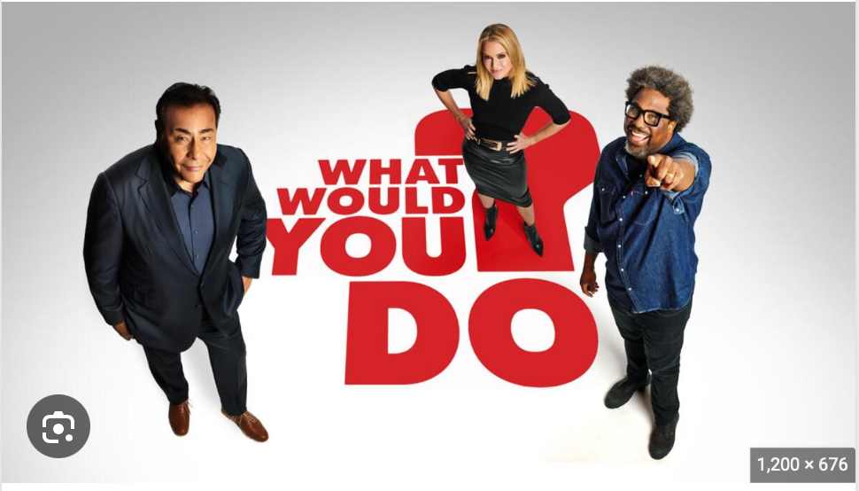 Promotional shot for &quot;What Would You Do?&quot; with host John Quinones and co-presenters Sara Haines and W. Kamau Bell