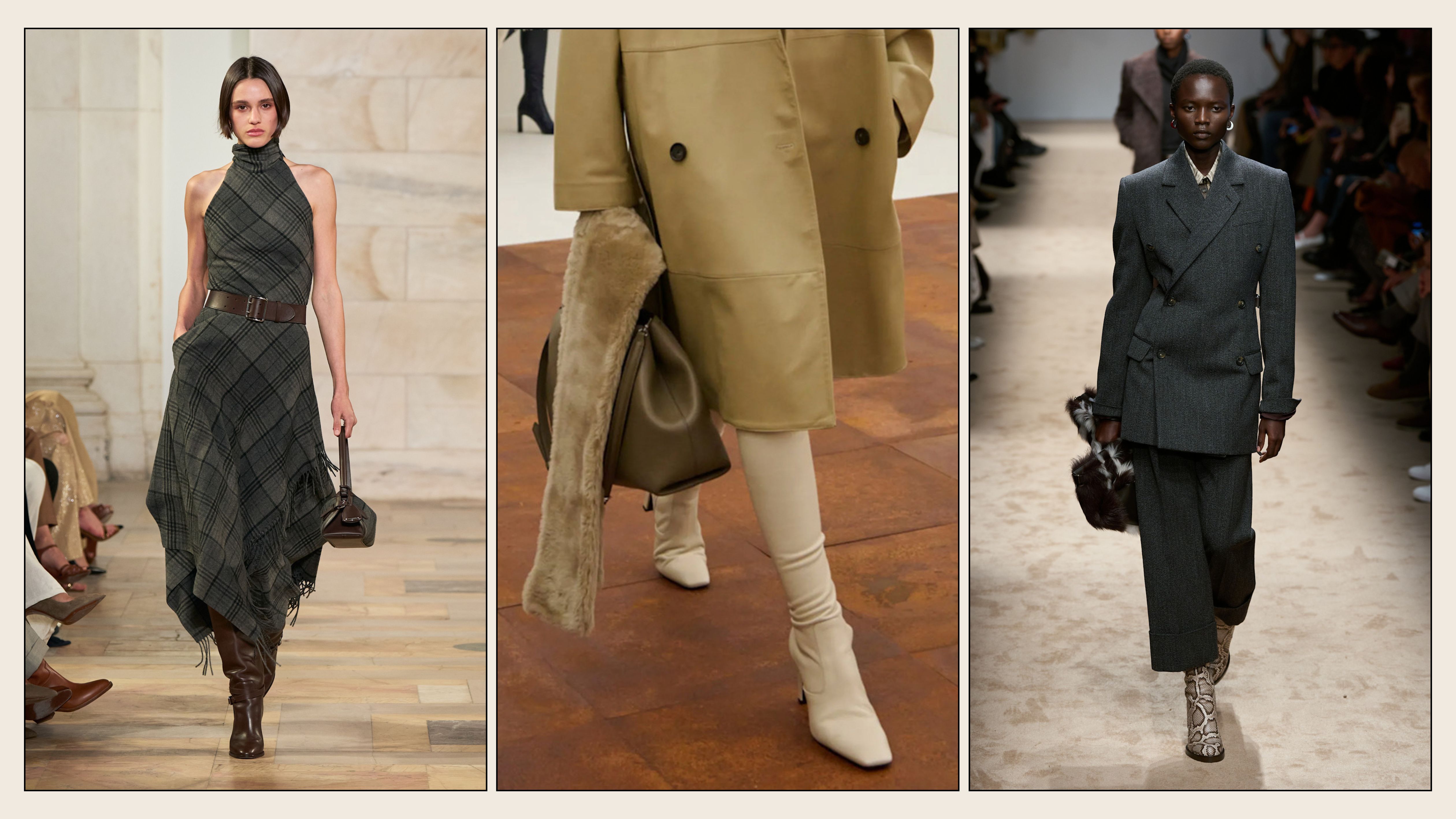 A selection of boot trends on the autumn/winter 2025 runways