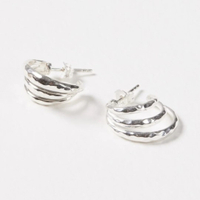 Dory Textured Triple Circle Silver Hoop Earrings, £45 | Oliver Bonas