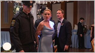 Brianne Howey as Georgia, Scott Porter as Mayor Paul Randolph in episode 210 of Ginny & Georgia