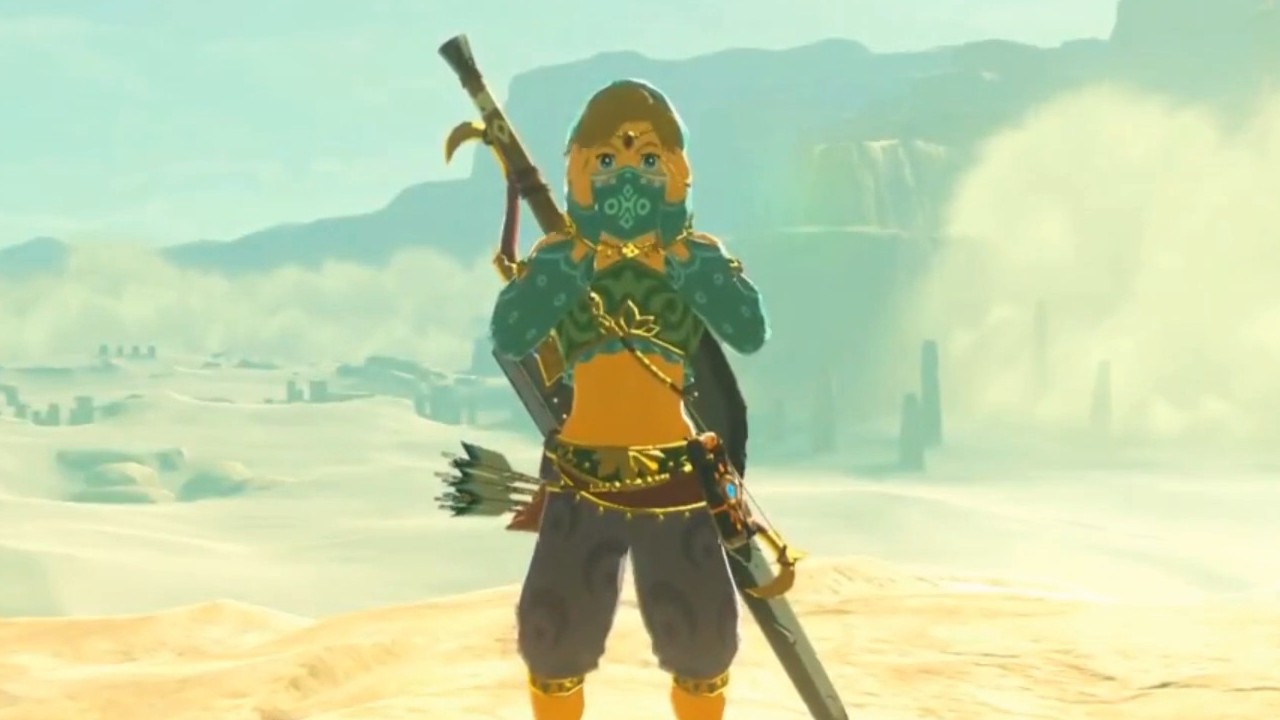 Link dressed as a Vai in The Legend of Zelda: Breath of the Wild