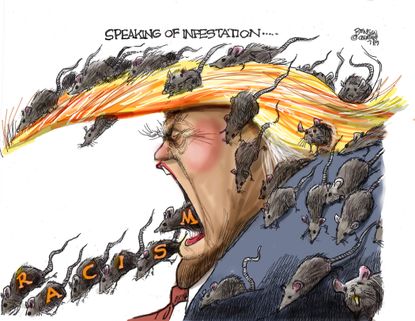 Political Cartoon U.S. Trump Rat Infested Racist Tweets Baltimore County