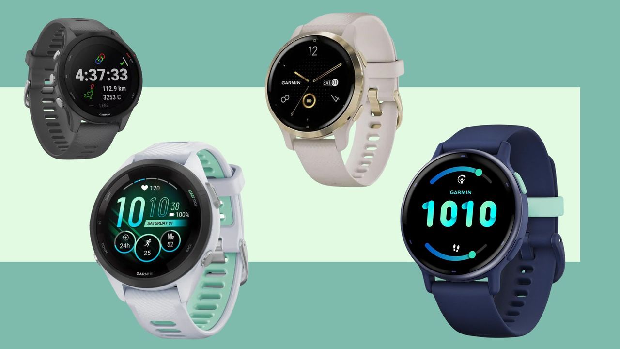 A selection of watches in the Garmin sale, including the Forerunner 255, Forerunner 265, Venu 3 and Vivoactive 5