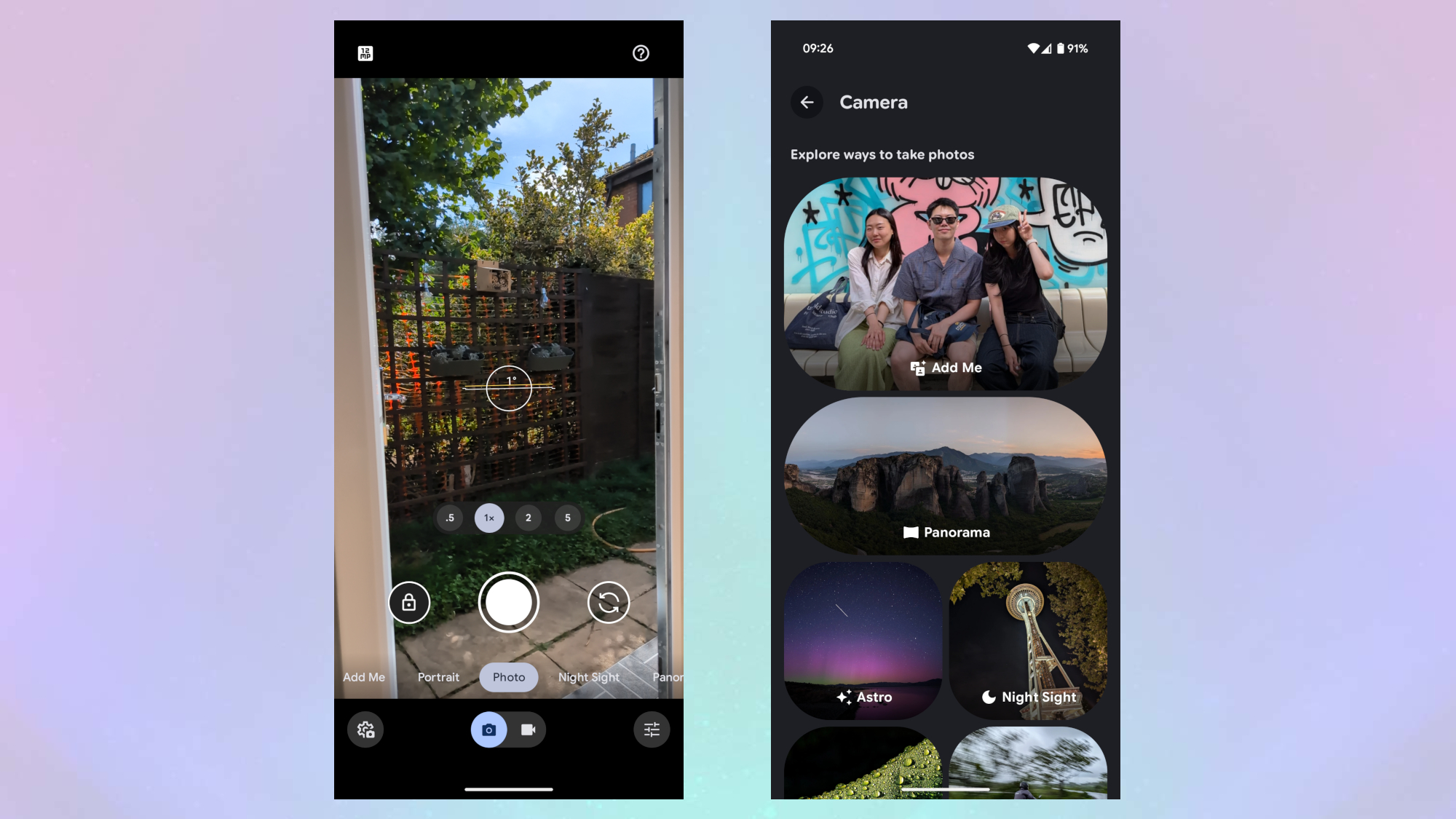 Pixel education hub icon on camera app and opening page