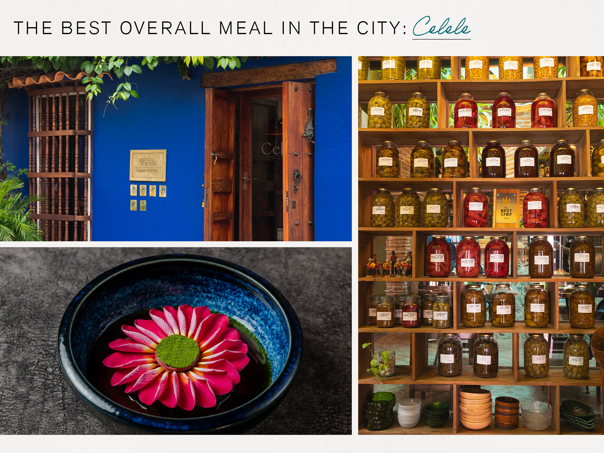 Collage of Celele in Cartagena, Colombia.