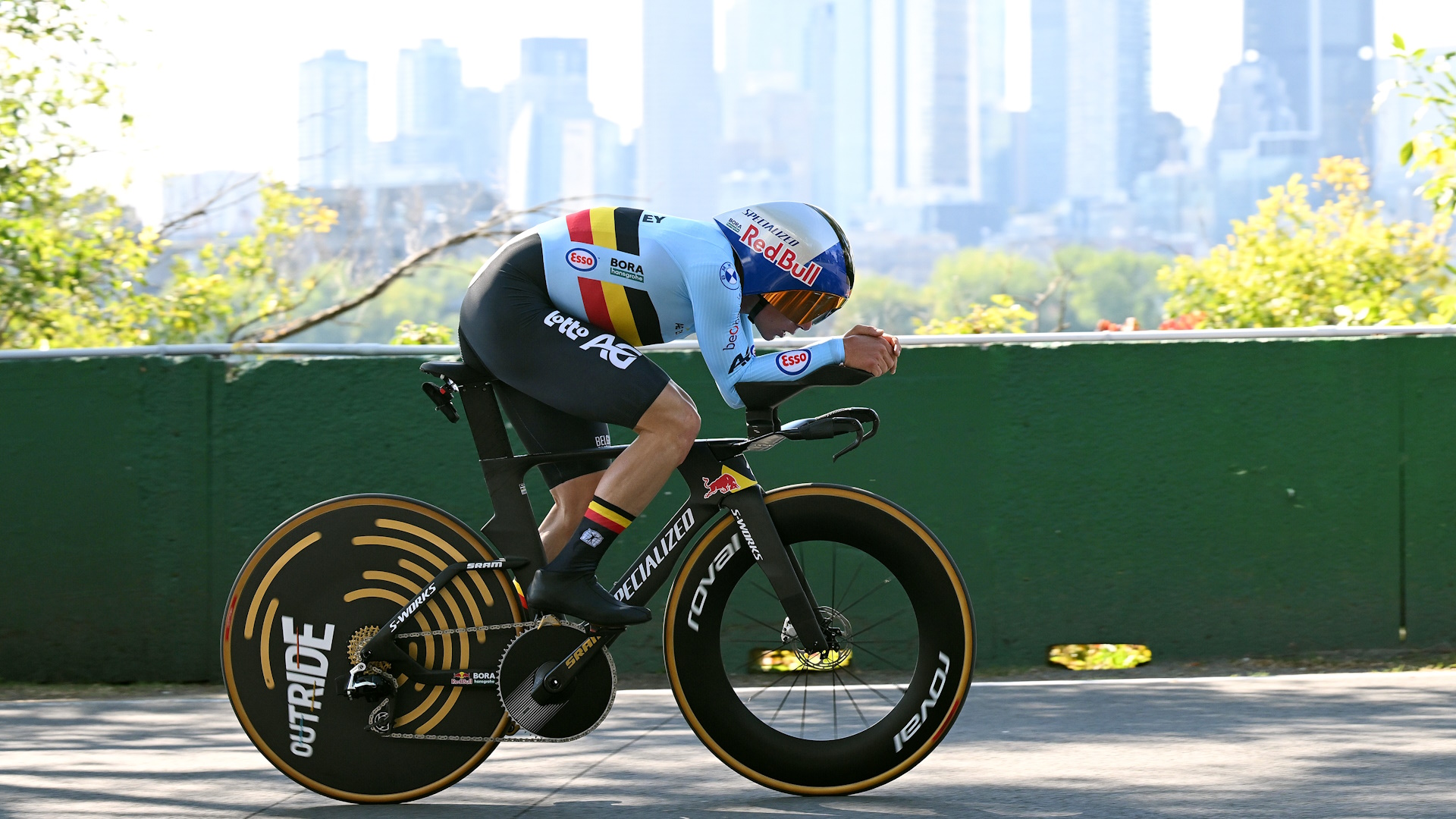Remco Evenepoel and Team Belgium competes during the 99th UCI Road World Championships 2026 in Montreal, Canada.