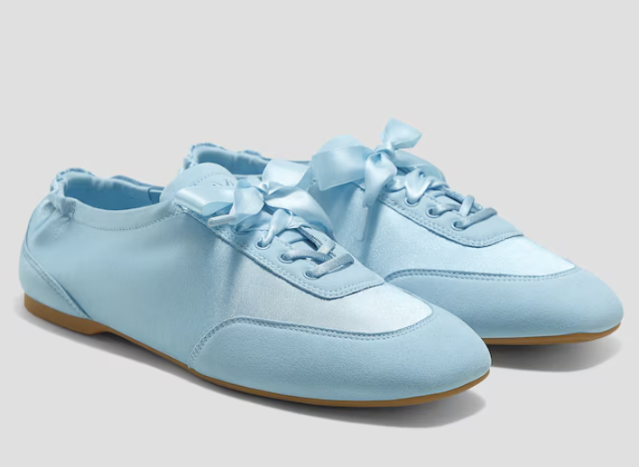 Vivaia, Square-Toe Lace-Up Satin Sneakerina (Cristina)