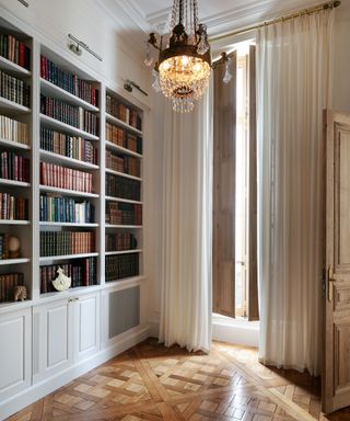 A traditional library in a European apartment