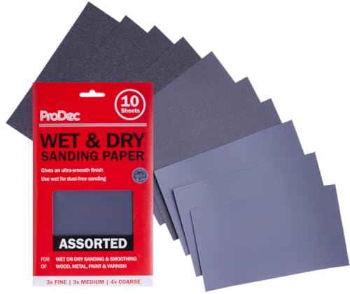 Prodec 10 Pack Assorted Grades Wet &amp;amp; Dry Abrasive Sandpaper