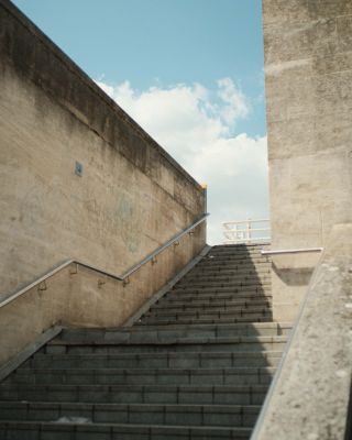 Stone steps with a blue sky