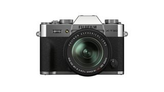 Product shot of Fujifilm X-T30 II front-facing view with 18-55mm lens