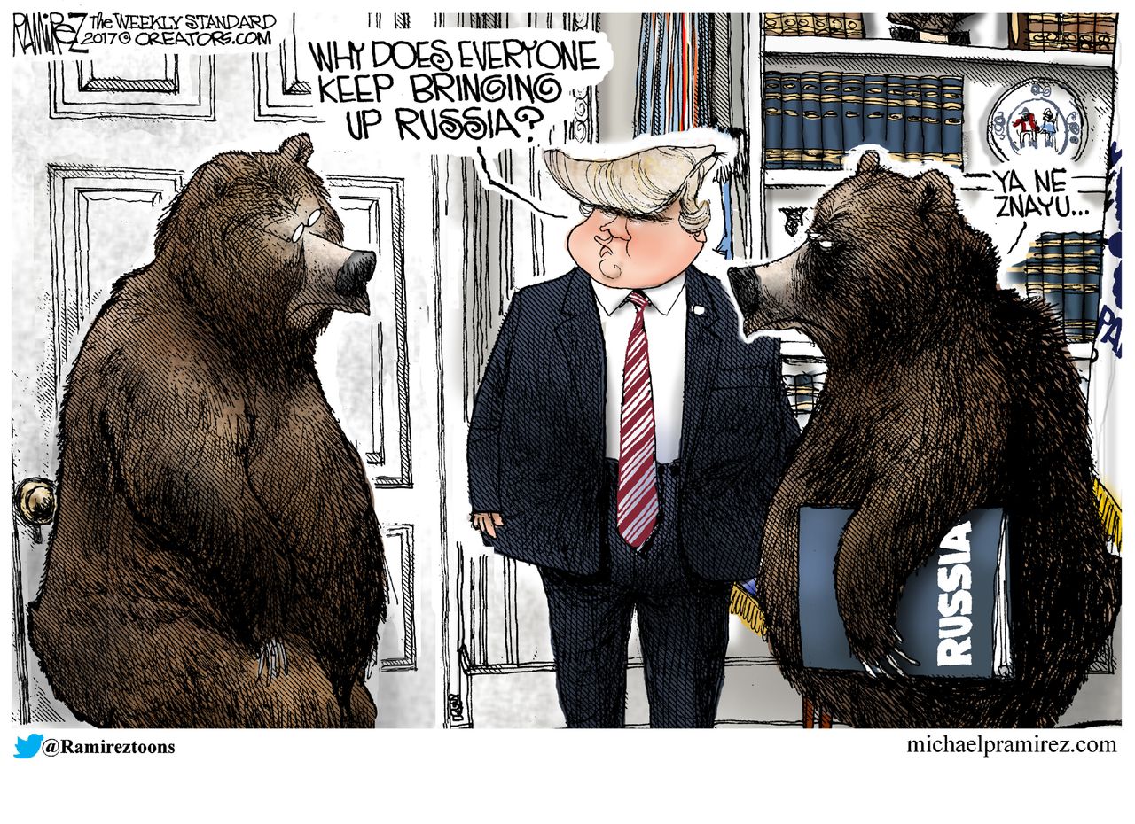 Political cartoon U.S. Trump Russia investigation