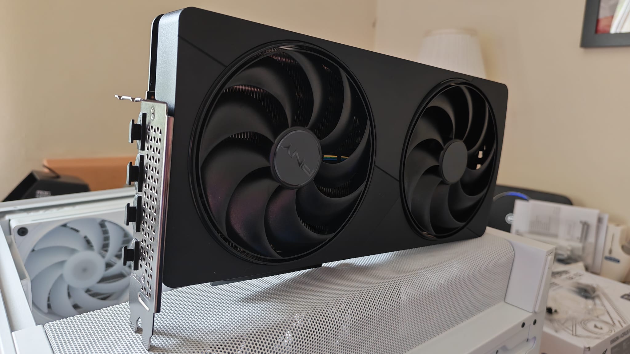 The underside of the PNY GeForce RTX 5080 OC Slim